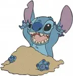 Disney Lilo Stitch Playing In Sand On Raft Surfing Slime Monster Experiment - Filled Embroidery Design - 3728