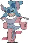 Disney Lilo Stitch Surfing Pink Car Ride Stitch Alien Form Cute And Fluffy Set - Filled Embroidery Design - 3734