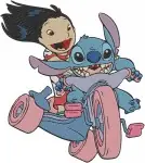 Disney Lilo Stitch Surfing Waves Riding Pink Car Vehicle Water Fun Adventure Bundle - Filled Embroidery Design - 3735