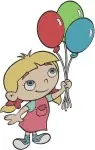 Disney Little Einsteins Annie Singing Holding Balloons Friendly Girl Character - Filled Embroidery Design - 3744