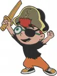 Disney Little Einsteins Leo Conductor With Baton Playing Baseball Energetic Boy - Filled Embroidery Design - 3754