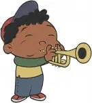 Disney Little Einsteins Quincy With Trumpet Rocket Spaceship Vehicle Team Collection - Filled Embroidery Design - 3762