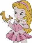 Disney Princess Ariel Mermaid Aurora Sleeping Beauty Pink Dress Classic Heroines - Filled Embroidery Design - 3768
