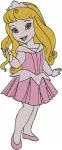 Disney Princess Ariel Mermaid Aurora Sleeping Beauty Pink Dress Classic Heroines - Filled Embroidery Design - 3769