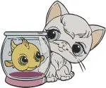 Littlest Pet Shop Pets Bunny Turtle Kittens Pug And Cat In Fishbowl Group - Filled Embroidery Design - 3786