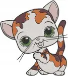 Littlest Pet Shop Pets Calico Cat Dog Blue Lizard And Blue Gecko Characters - Filled Embroidery Design - 3787