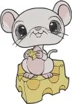 Littlest Pet Shop Pets Mouse Monkey With Leaf Pink Monkey And Panda Characters - Filled Embroidery Design - 3791