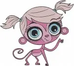 Littlest Pet Shop Pets Mouse Monkey With Leaf Pink Monkey And Panda Characters - Filled Embroidery Design - 3793