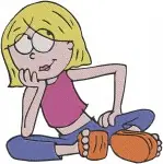 Lizzie Mcguire Animated Lizzie Various Poses In Frame And With Flowers - Filled Embroidery Design - 3803