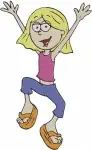 Lizzie Mcguire Animated Lizzie Jumping Ice Cream Reading And Relaxing Poses - Filled Embroidery Design - 3810