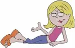 Lizzie Mcguire Animated Lizzie Lying Down Standing And Playing Flute Character - Filled Embroidery Design - 3817