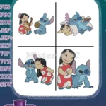 Disney Lilo Stitch Lilo Playing Ukulele Hugging Stitch Best Friends Forever - Filled Embroidery Design - Instant Download