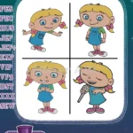Disney Little Einsteins Annie Singer Blonde Girl Various Standing Poses Collection - Filled Embroidery Design - Instant Download