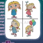 Disney Little Einsteins Annie Singing Holding Balloons Friendly Girl Character - Filled Embroidery Design - Instant Download
