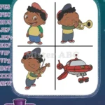 Disney Little Einsteins Quincy Playing Trumpet Violin Rocket Spaceship Adventure Set - Filled Embroidery Design - Instant Download