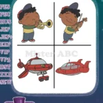 Disney Little Einsteins Quincy With Trumpet Rocket Spaceship Vehicle Team Collection - Filled Embroidery Design - Instant Download