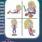 Lizzie Mcguire Animated Lizzie Lying Down Standing And Playing Flute Character - Filled Embroidery Design - Instant Download