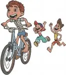 Luca Movie Giulia Marcovado Bicycle Massimo Marcovado And Machiavelli Cat - Filled Embroidery Design - 3842