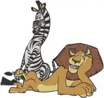 Madagascar Characters Alex Lion My Zebra Melman Giraffe And Gloria Hippo - Filled Embroidery Design - 3849
