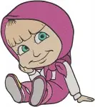 Masha And The Bear Masha Sitting Standing Posing And With Rabbit Character - Filled Embroidery Design - 3867