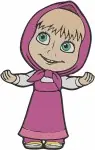 Masha And The Bear Masha Sitting Standing Posing And With Rabbit Character - Filled Embroidery Design - 3868