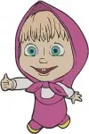 Masha And The Bear Masha Sitting Standing Posing And With Rabbit Character - Filled Embroidery Design - 3869