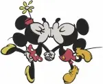 Mickey And Minnie Mouse - Classic Black And White And Color Dancing Couple - Timeless Romance - Filled Embroidery Design - 3906