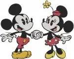 Mickey And Minnie Mouse - Classic Black And White And Color Dancing Couple - Timeless Romance - Filled Embroidery Design - 3907