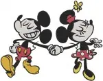 Mickey And Minnie Mouse - Mickey Rowing Boat And Minnie With Flowers - Romantic Outing Design - Filled Embroidery Design - 3908