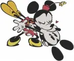 Mickey And Minnie Mouse - Mickey Rowing Boat And Minnie With Flowers - Romantic Outing Design - Filled Embroidery Design - 3909