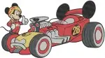Mickey And The Roadster Racers - Mickey And Minnie Mouse With Race Cars And Trophies - Victory - Filled Embroidery Design - 3924