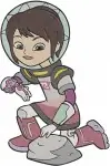 Miles From Tomorrowland - Miles Callisto And Loretta Callisto Siblings - Merc The Robo Ostrich - Space - Filled Embroidery Design - 3928