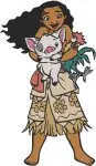 Moana Disney Movie - Moana And Maui With Fish Hook - Ocean Adventure Duo - Polynesian Heroes - Filled Embroidery Design - 3951