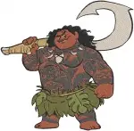 Moana Disney Movie - Moana And Maui With Fish Hook - Ocean Adventure Duo - Polynesian Heroes - Filled Embroidery Design - 3952