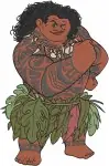 Moana Disney Movie - Moana The Wayfinder - Various Poses With Oar And Dancing - Polynesian Princess - Filled Embroidery Design - 3955