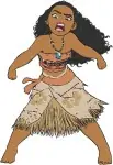 Moana Disney Movie - Moana The Wayfinder - Various Poses With Oar And Dancing - Polynesian Princess - Filled Embroidery Design - 3958
