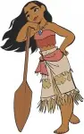 Moana Disney Movie - Moana Running With Oar And Standing Tall - Adventurous Princess Poses - Filled Embroidery Design - 3960