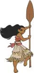 Moana Disney Movie - Moana Running With Oar And Standing Tall - Adventurous Princess Poses - Filled Embroidery Design - 3961
