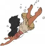 Moana Disney Movie - Moana Swimming - Pua The Pig Happy And Playful - Ocean Friends - Filled Embroidery Design - 3963