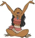 Moana Disney Movie - Moana Swimming - Pua The Pig Happy And Playful - Ocean Friends - Filled Embroidery Design - 3964