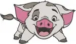 Moana Disney Movie - Moana Swimming - Pua The Pig Happy And Playful - Ocean Friends - Filled Embroidery Design - 3966