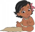 Moana - Baby Moana Toddler Poses - Cute Polynesian Princess With Flower - Disney Adventure - Filled Embroidery Design - 3973