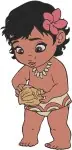 Moana - Baby Moana Toddler Poses - Cute Polynesian Princess With Flower - Disney Adventure - Filled Embroidery Design - 3974