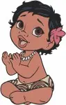 Moana - Baby Moana Toddler Poses - Cute Polynesian Princess With Flower - Disney Adventure - Filled Embroidery Design - 3976