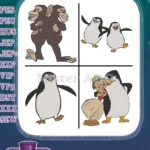 Madagascar Chimpanzees And Penguins Rico Skipper Kowalski Private Character Poses - Filled Embroidery Design - Instant Download
