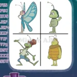 Maya The Bee And Friends Butterfly Grasshopper And Beetle Insect Characters - Filled Embroidery Design - Instant Download