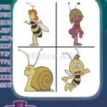 Maya The Bee And Friends - Willy The Bee - Barry The Fly - Shelby The Snail - Insect Adventures - Filled Embroidery Design - Instant Download