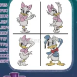 Disney Classics - Daisy Duck And Donald Duck - Sweethes And Solo Poses - Coon Couple - Filled Embroidery Design - Instant Download