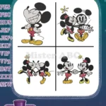 Mickey And Minnie Mouse - Classic Black And White And Color Dancing Couple - Timeless Romance - Filled Embroidery Design - Instant Download