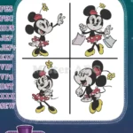 Mickey And Minnie Mouse - Minnie Shopping And Mickey Pointing - Classic Disney Couple Fun - Filled Embroidery Design - Instant Download